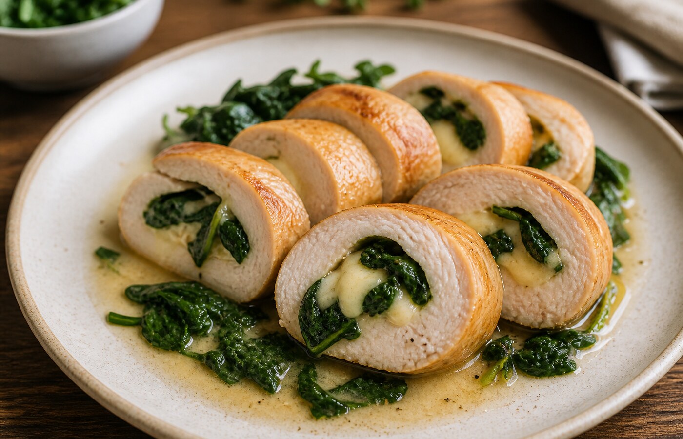 Involtini di tacchino con spinaci e scamorza