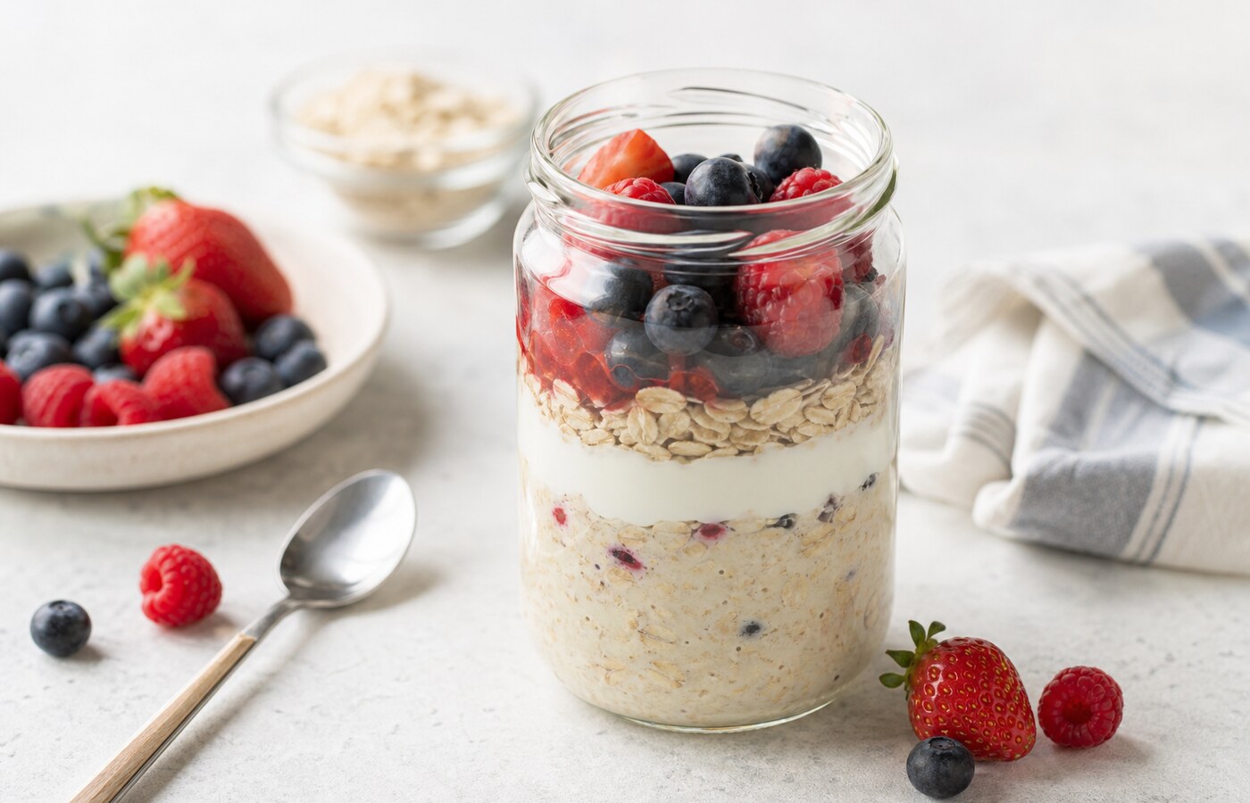 Overnight oats con yogurt e frutti rossi