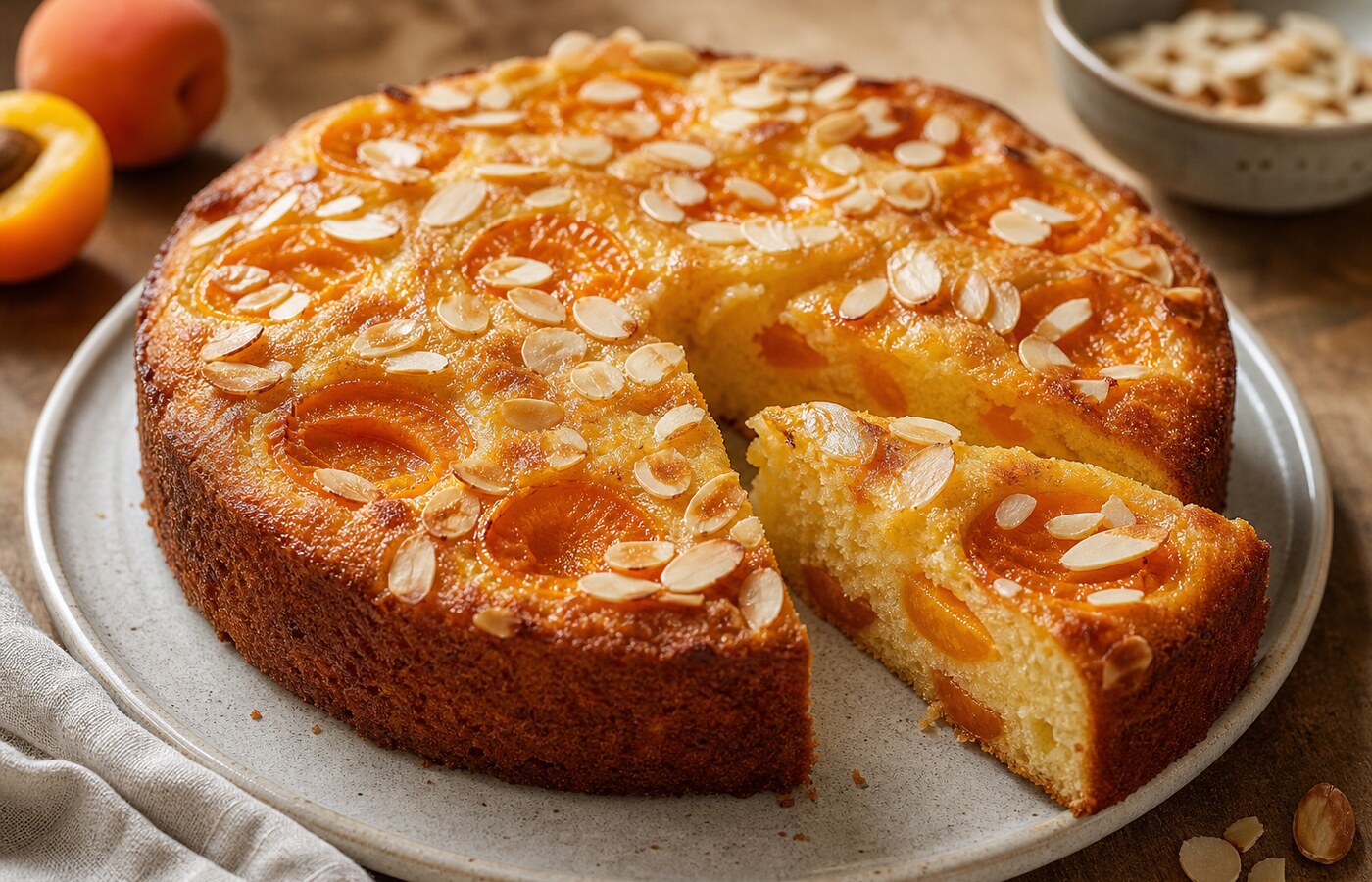 Torta soffice alle albicocche e mandorle